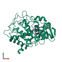PDB entry 1cmp coloured by chain, front view.