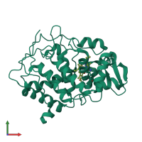 PDB entry 1cmq coloured by chain, front view.