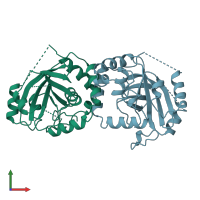 PDB entry 1cmv coloured by chain, front view.