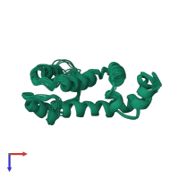 PDB entry 1cmz coloured by chain, ensemble of 20 models, top view.