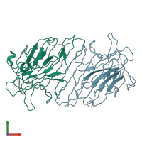 PDB entry 1cn1 coloured by chain, front view.