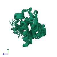 PDB entry 1cn7 coloured by chain, ensemble of 20 models, side view.