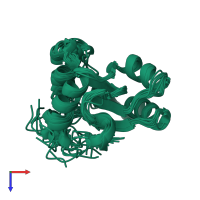 PDB entry 1cn7 coloured by chain, ensemble of 20 models, top view.