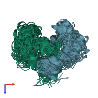 PDB entry 1cnp coloured by chain, ensemble of 22 models, top view.