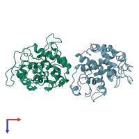 PDB entry 1cns coloured by chain, top view.