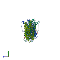 PDB entry 1cnt coloured by chain, side view.