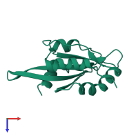 Monomeric assembly 1 of PDB entry 1cnu coloured by chemically distinct molecules, top view.