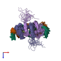 PDB entry 1co0 coloured by chain, ensemble of 15 models, top view.