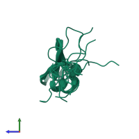 PDB entry 1co4 coloured by chain, ensemble of 15 models, side view.