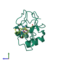 PDB entry 1co6 coloured by chain, side view.