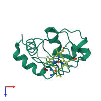 PDB entry 1co6 coloured by chain, top view.