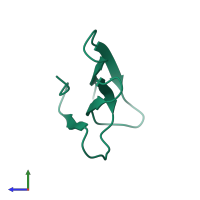 PDB entry 1cod coloured by chain, side view.