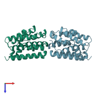 PDB entry 1col coloured by chain, top view.