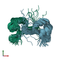 PDB entry 1cop coloured by chain, ensemble of 20 models, front view.