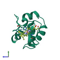 PDB entry 1cor coloured by chain, side view.