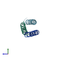 PDB entry 1cos coloured by chain, side view.