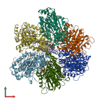 PDB entry 1cow coloured by chain, front view.