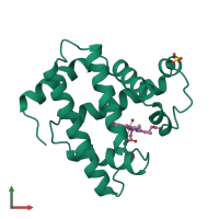 PDB entry 1cp0 coloured by chain, front view.