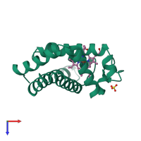 PDB entry 1cp0 coloured by chain, top view.