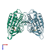 PDB entry 1cp3 coloured by chain, top view.