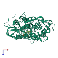 PDB entry 1cp4 coloured by chain, top view.