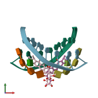 PDB entry 1cp8 coloured by chain, front view.