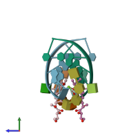 PDB entry 1cp8 coloured by chain, side view.