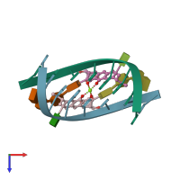 PDB entry 1cp8 coloured by chain, top view.