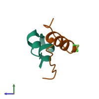 PDB entry 1cph coloured by chain, side view.