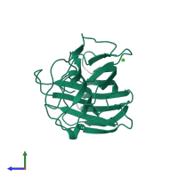 PDB entry 1cpm coloured by chain, side view.