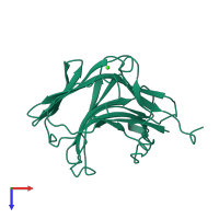 PDB entry 1cpm coloured by chain, top view.