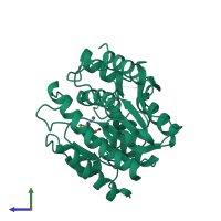 PDB entry 1cps coloured by chain, side view.