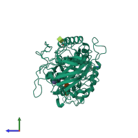 PDB entry 1cpu coloured by chain, side view.