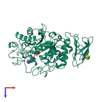 PDB entry 1cpu coloured by chain, top view.