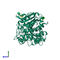 PDB entry 1cpy coloured by chain, side view.