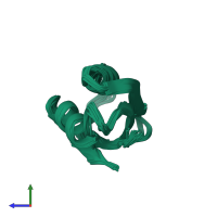 PDB entry 1cpz coloured by chain, ensemble of 20 models, side view.