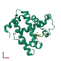 PDB entry 1cq2 coloured by chain, front view.