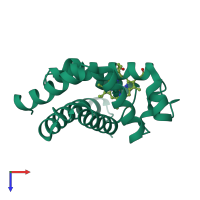 PDB entry 1cq2 coloured by chain, top view.