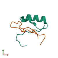 PDB entry 1cq4 coloured by chain, front view.