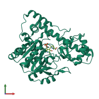 PDB entry 1cq6 coloured by chain, front view.