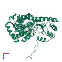 PDB entry 1cq6 coloured by chain, top view.