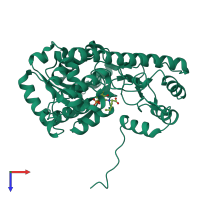 PDB entry 1cq8 coloured by chain, top view.