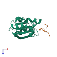 PDB entry 1cqh coloured by chain, top view.