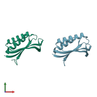 PDB entry 1cqn coloured by chain, front view.