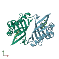 PDB entry 1cqs coloured by chain, front view.