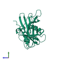 PDB entry 1cqv coloured by chain, side view.