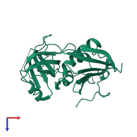PDB entry 1cqv coloured by chain, top view.