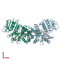 PDB entry 1cqx coloured by chain, front view.