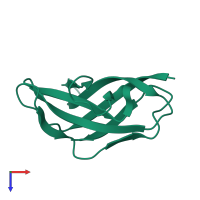 PDB entry 1cqy coloured by chain, top view.