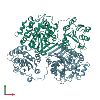 PDB entry 1cqz coloured by chain, front view.